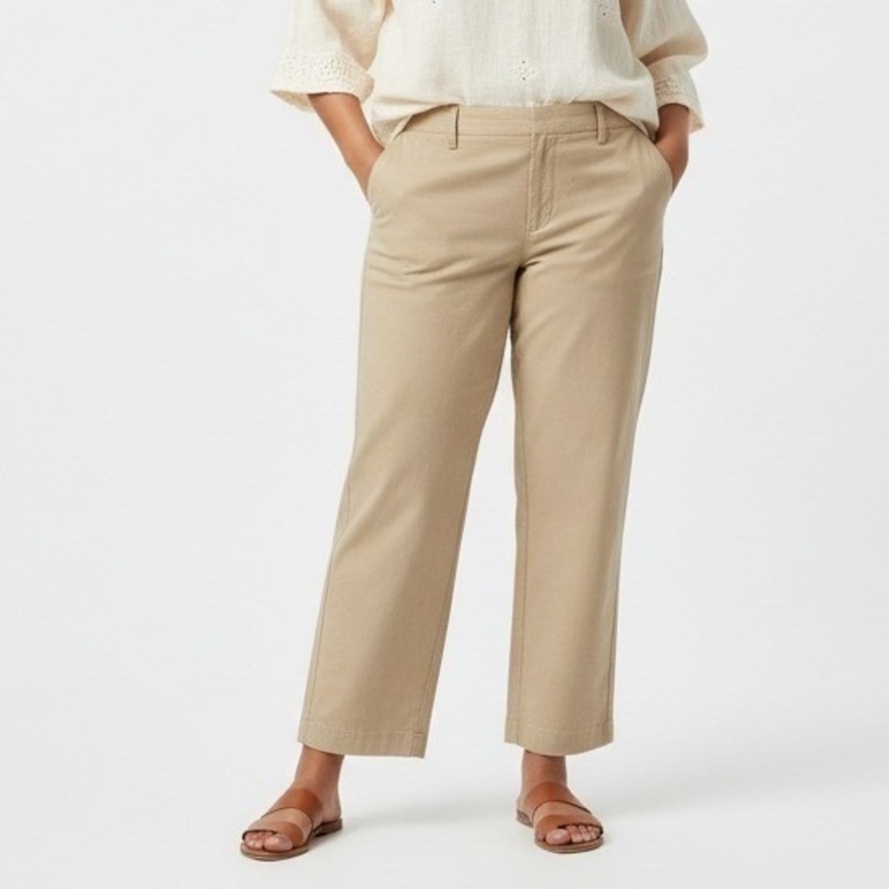 A New Day Womens 17R Beige Straight‎ Leg Stretch Cotton Pants NWT